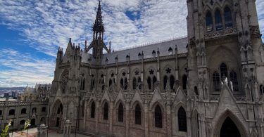 Basilica del Voto Nacional view in Quito, Ecuador