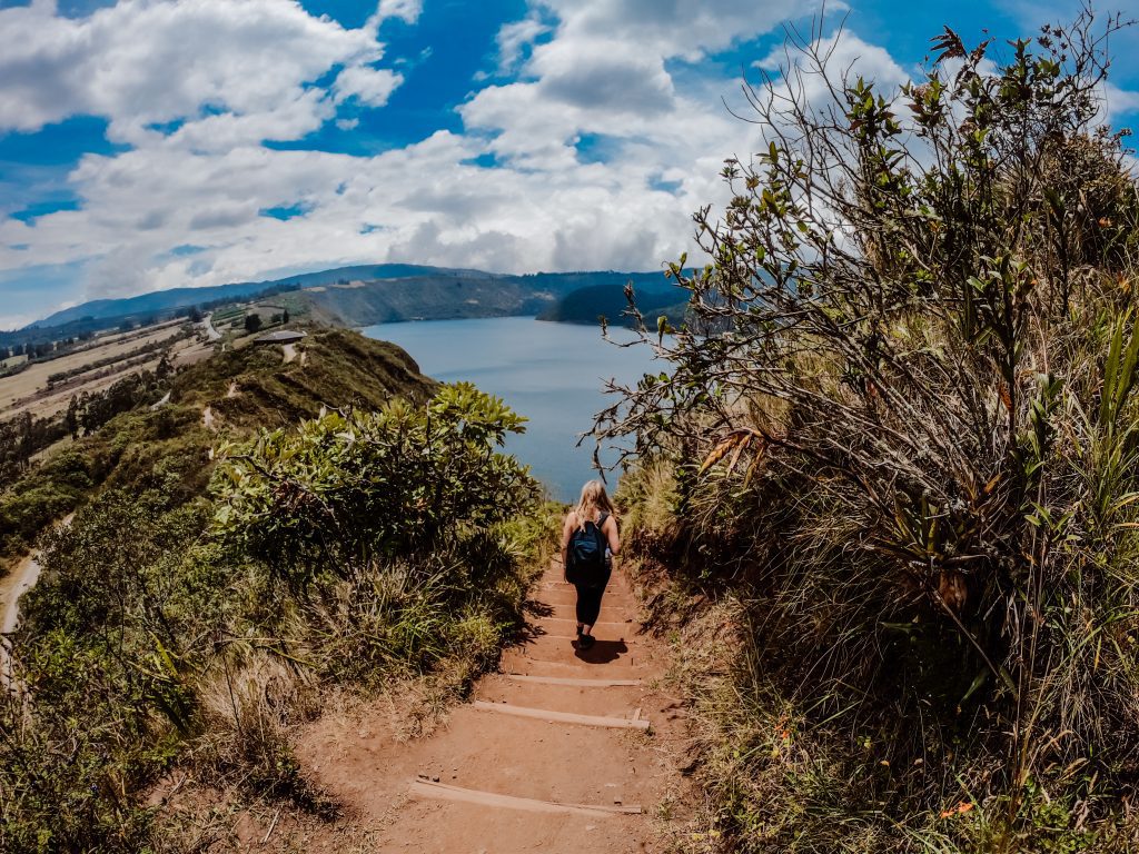Going down on Laguna de Cuicocha, Ecuador