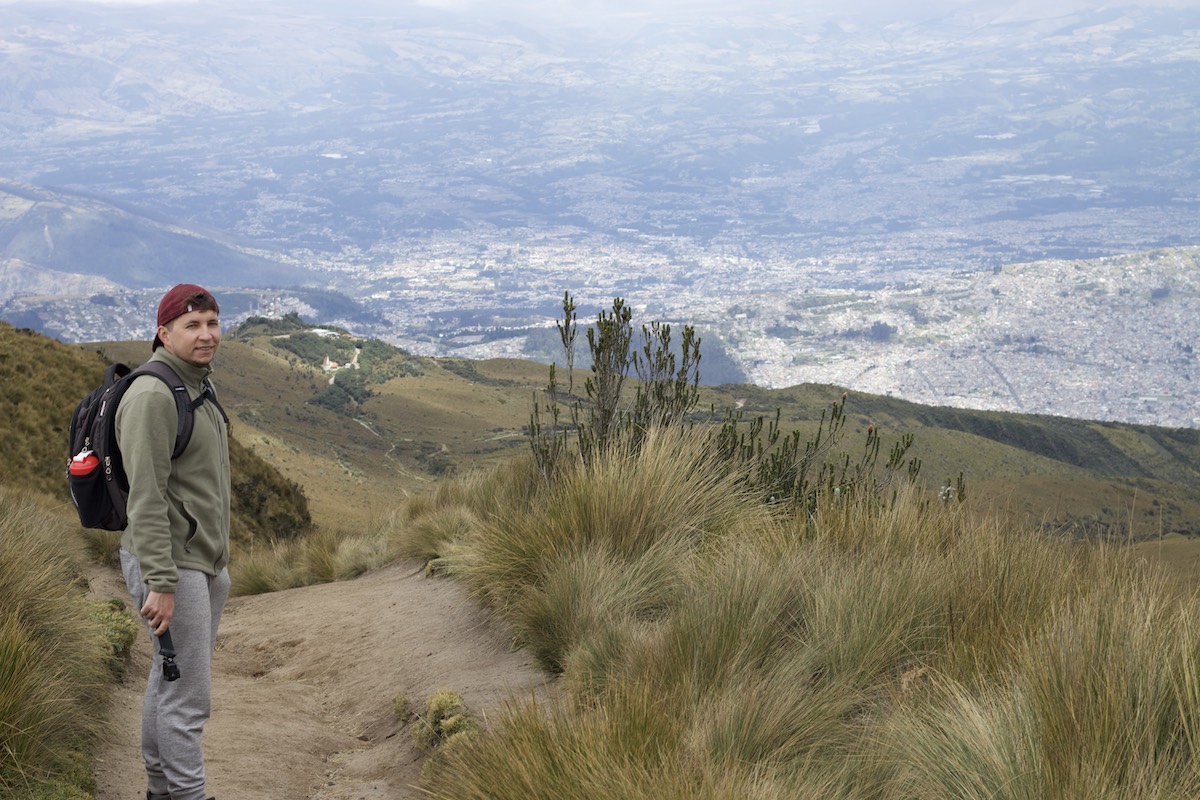 Going down from Pichincha stratovolcano after using Teleférico Cable Car