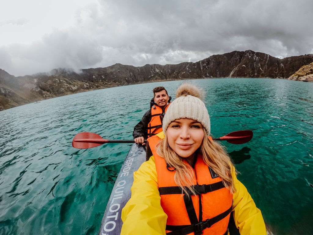 Kayking in Quilotoa Lake, Ecuador