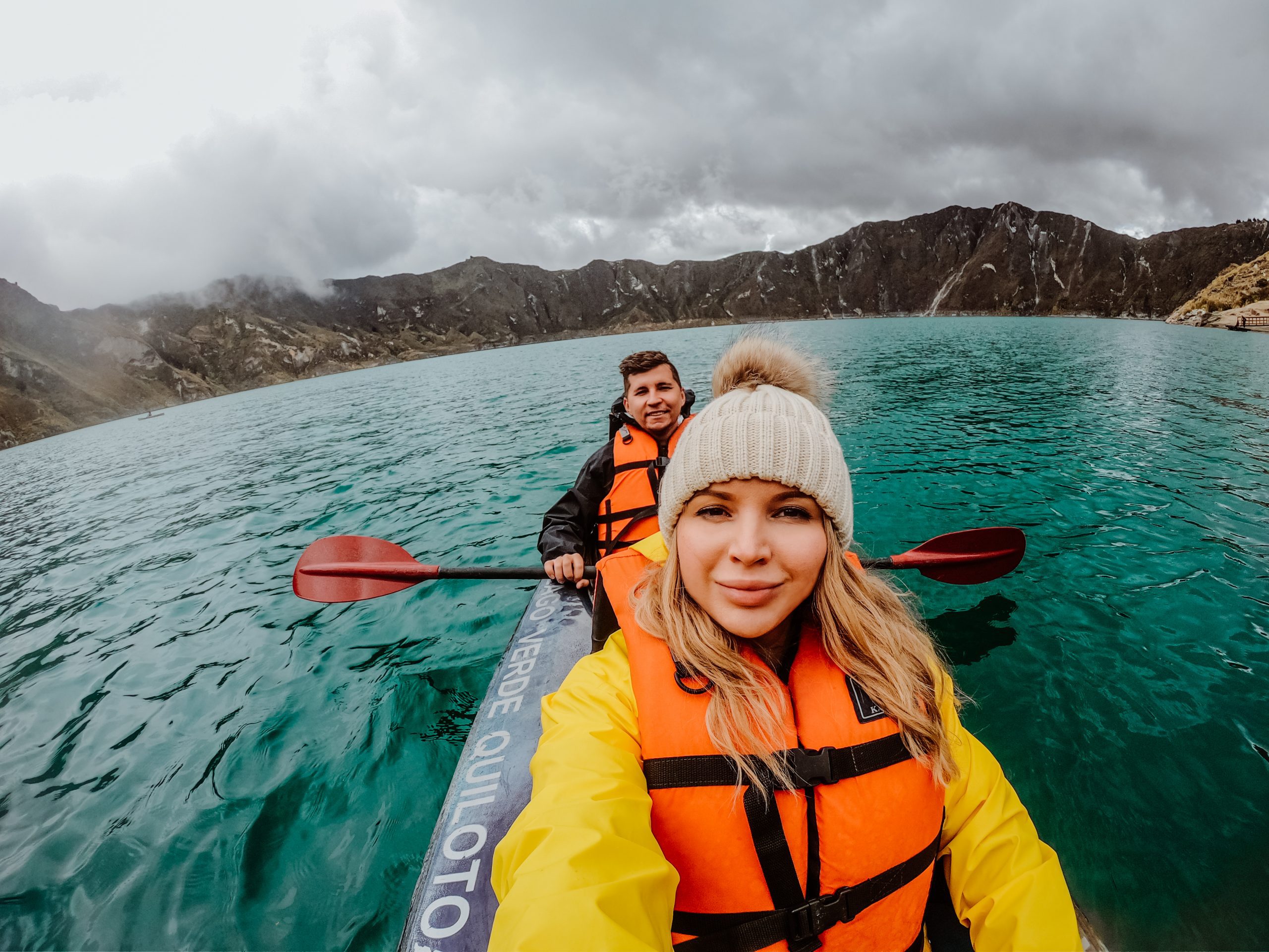 Kayking in Quilotoa Lake, Ecuador