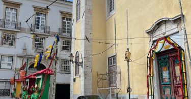 Ecuadorian building in Christmas decorations